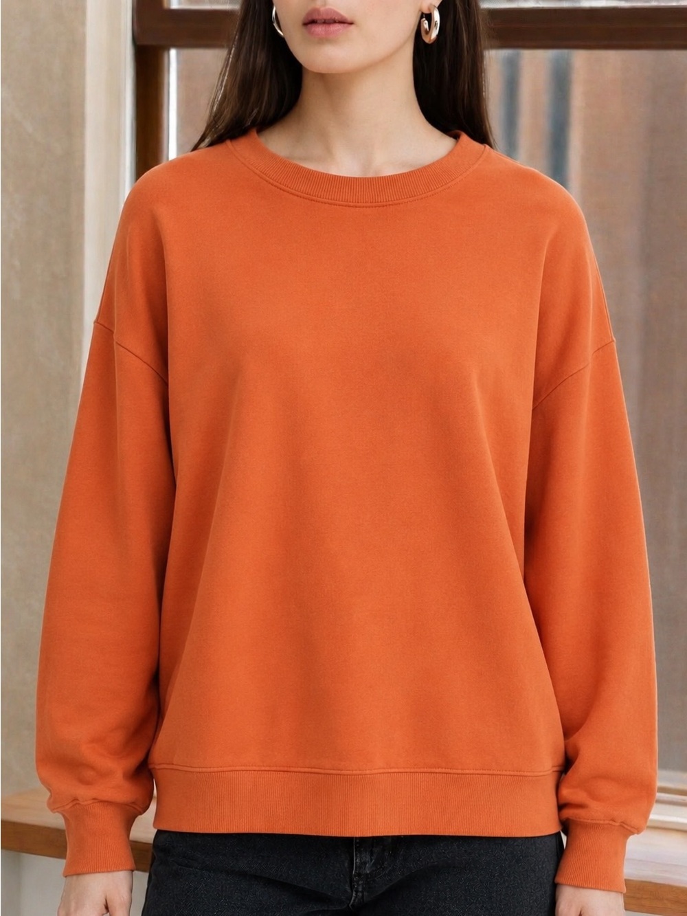 Original Use Women's Oversized Crewneck Sweatshirt - Size XL - Orange